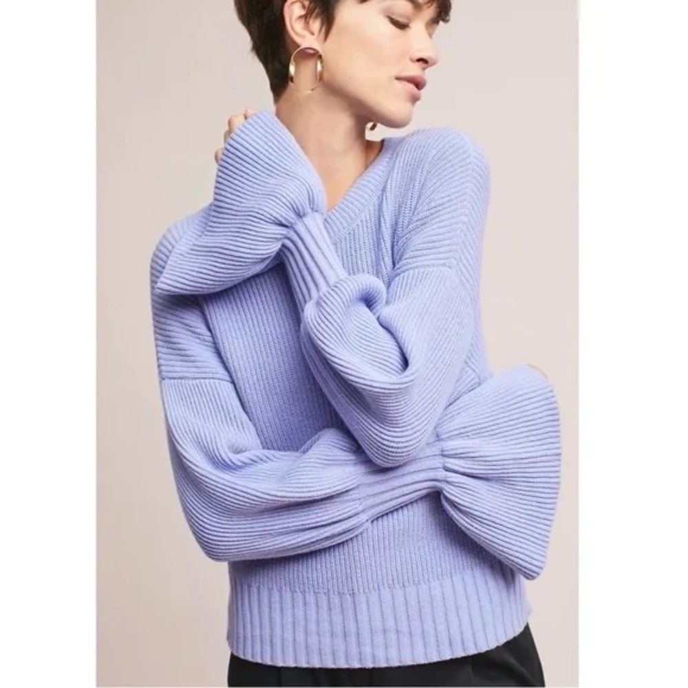 Anthropologie MOTH Regina wool Well Cuffed Knit Sweater Lilac‎ purple size XS